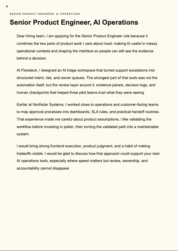 Cover letter preview