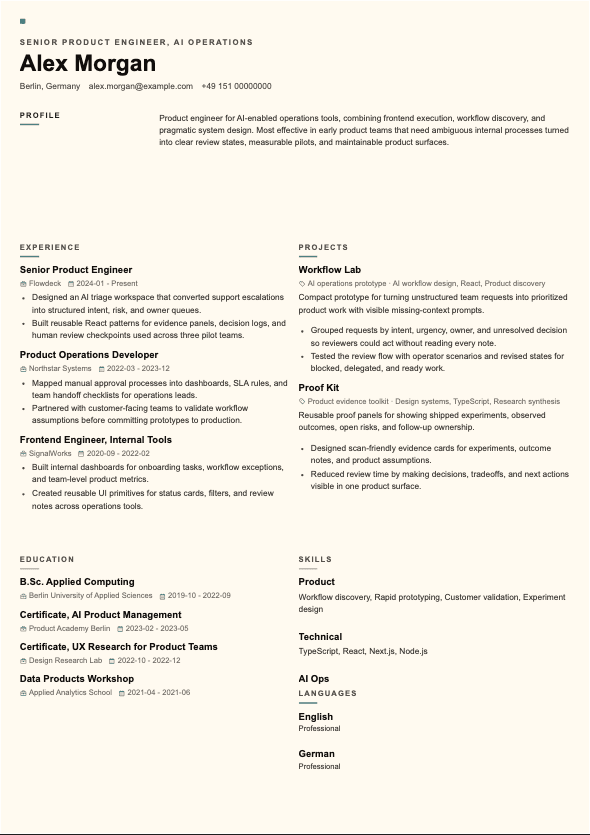 Tailored CV preview